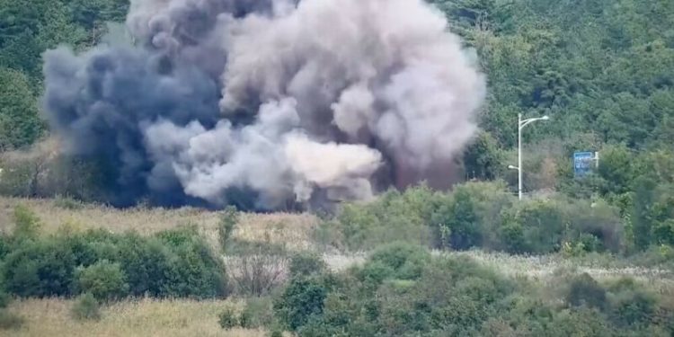 North Korea blows up inter-Korean road, rail lines near border