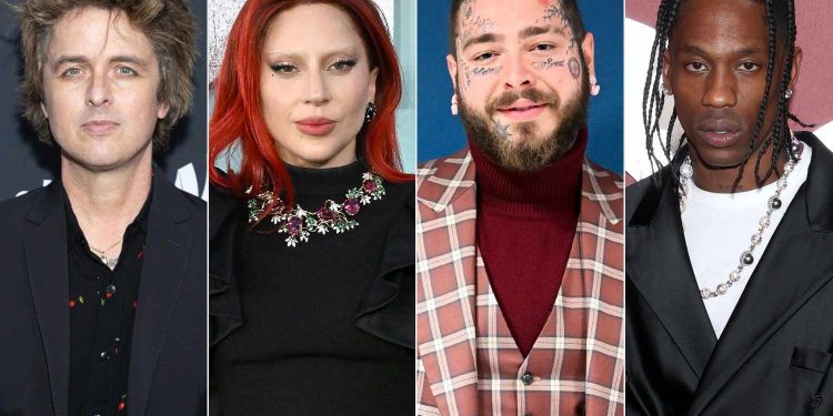billie joe armstrong of green day lady gaga post malone travis scott photo getty