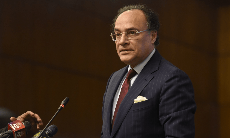  Finance Minister Muhammad Aurangzeb speaking.  — Tanveer Shahzad/Mohammad Asim 