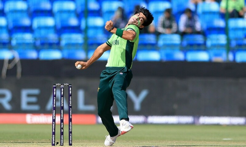Pakistan’s Naseem Shah in action. — Reuters