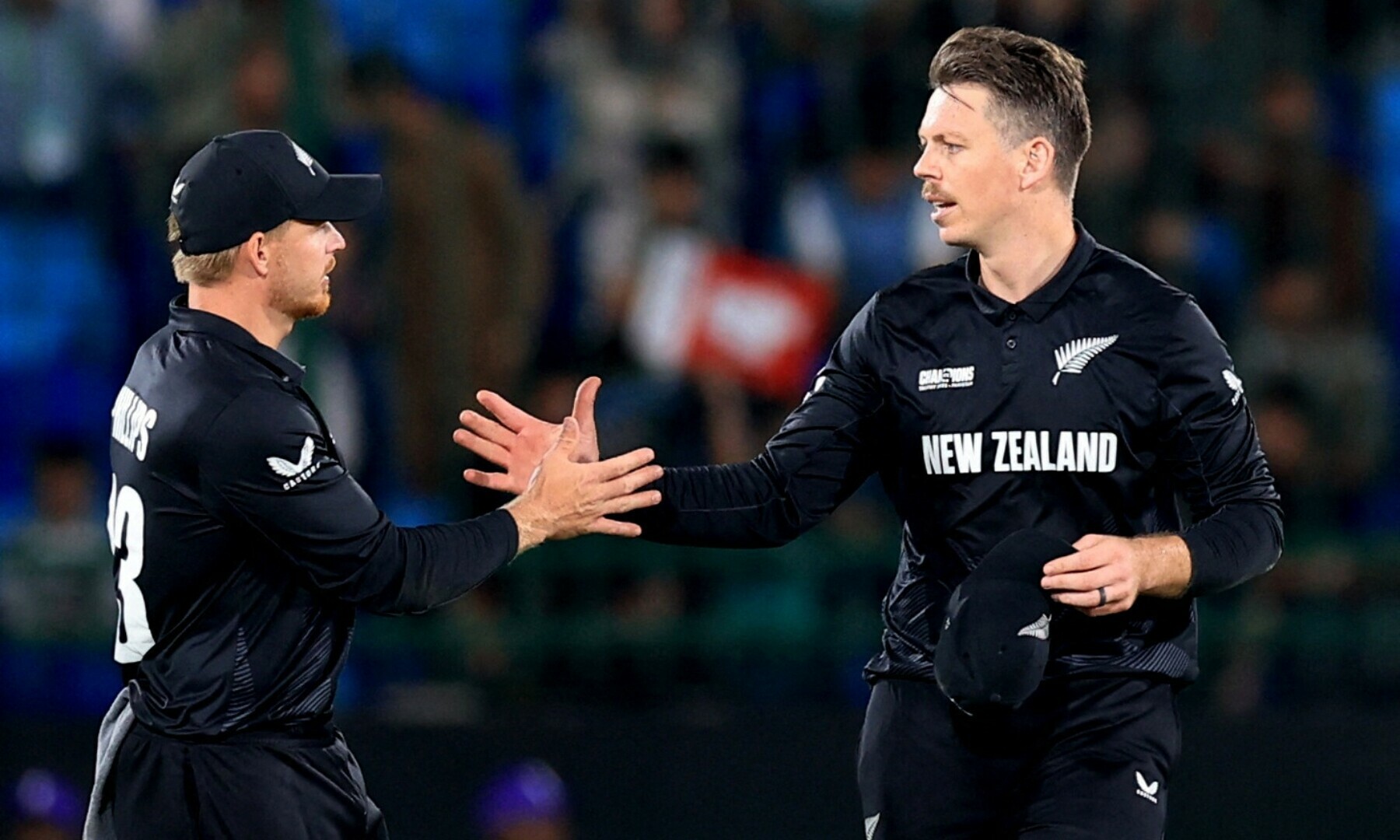  New Zealand’s Michael Bracewell with Glenn Phillips. — Reuters 