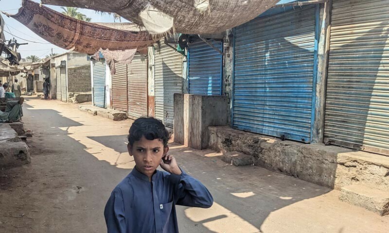 A strike observed in Pasni on Tuesday in response to the Balochistan National Party-Mengal’s call — Photo by Sajid Noor