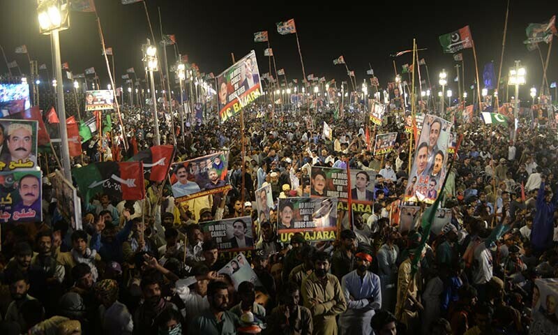  PPP supporters attend a party rally in Hyderabad on April 18. — Umair Ali 
