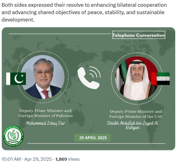  Partial screengrab of a post on X by the Foreign Office. 