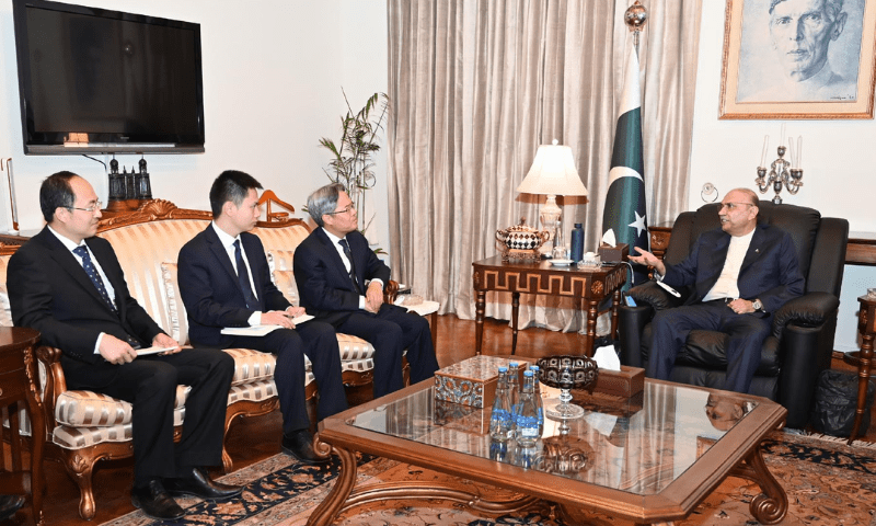  President Asif Ali Zardari meets with  Chinese Ambassador to Pakistan Jiang Zaidong at Aiwan-i-Sadr, Islamabad on May 5. — PID 