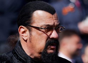 Steven Seagal appeared at Putin's big Victory Day celebration next to a biker gang