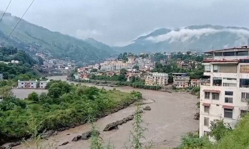 Floodwater passes through Gilgit-Baltistan on August 15. — mediaNewsTV