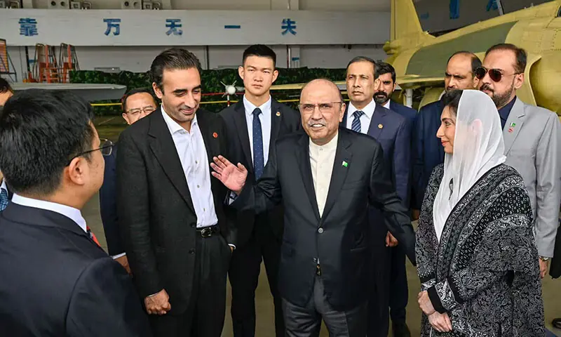 President Asif Ali Zardari visits the Aviation Industry Corporation of China in Chengdu, China on September 14. — X/@PresofPakistan