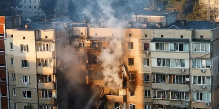 Infant among three killed in Russian attack that sets ablaze seat of Ukraine government