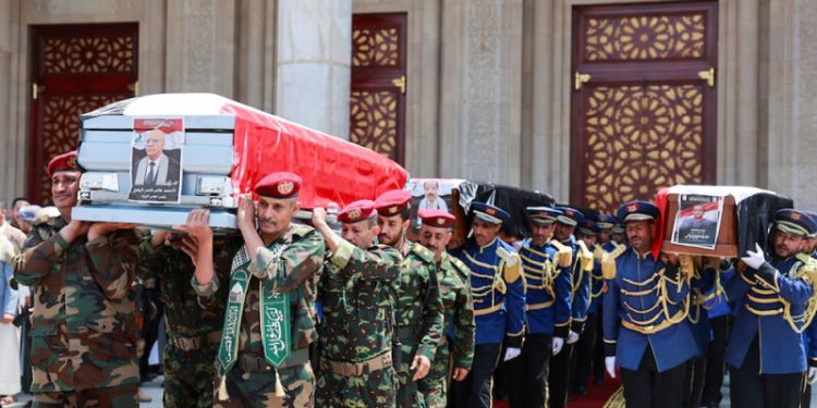 Thousands attend funeral of Houthi leaders killed by Israeli strike, vow revenge
