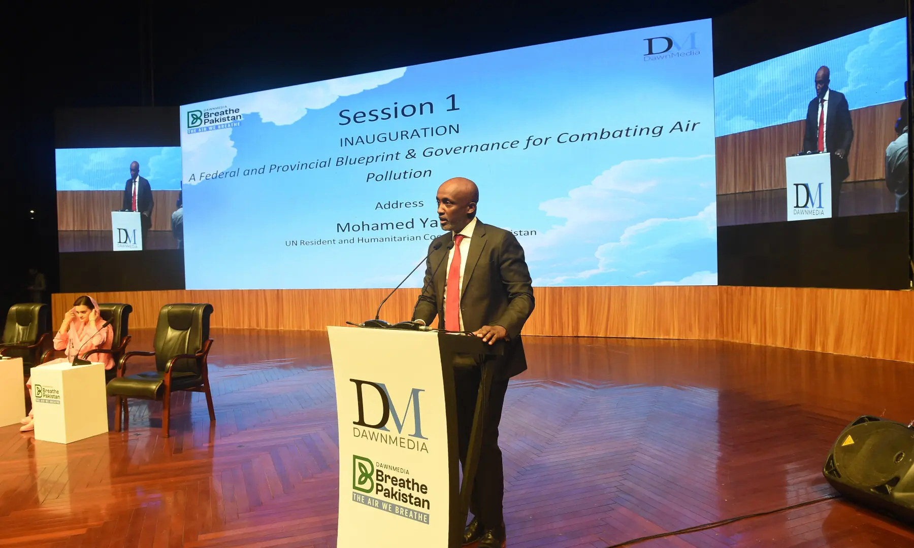  UN’s Pakistan resident and humanitarian coordinator Mohamed Yahya speaks at the event. — Murtaza Ali / White Star 