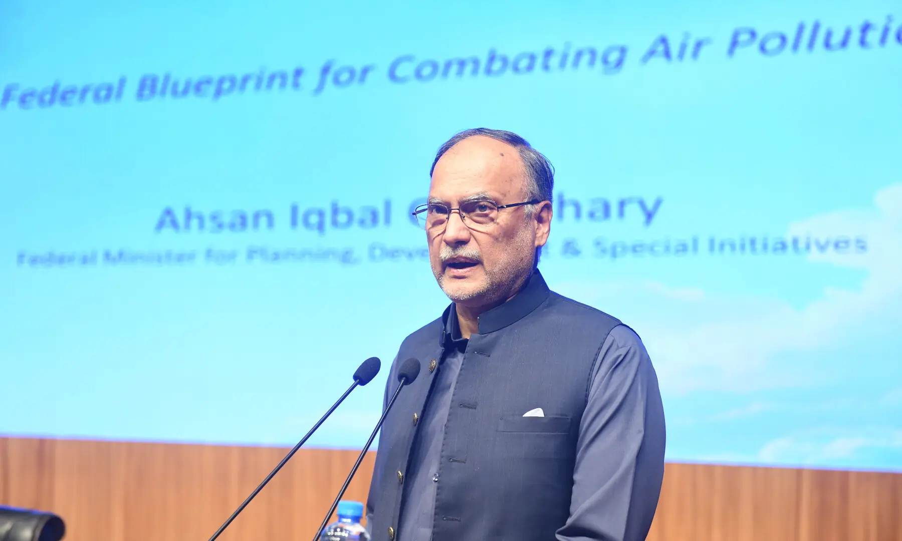  Planning Minister Ahsan Iqbal speaks at the event. — Murtaza Ali / White Star 