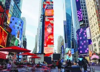 a billboard advertises the official release party of a showgirl in times square new york city photo reuters