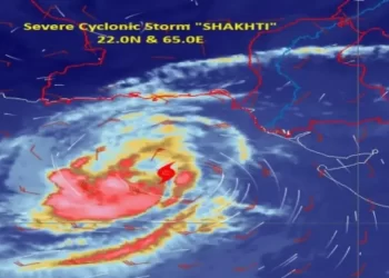A satellite image showing the cyclonic storm Shakhti as of October 4 at 10:30am. — Photo courtesy Pakistan Meteorological Department