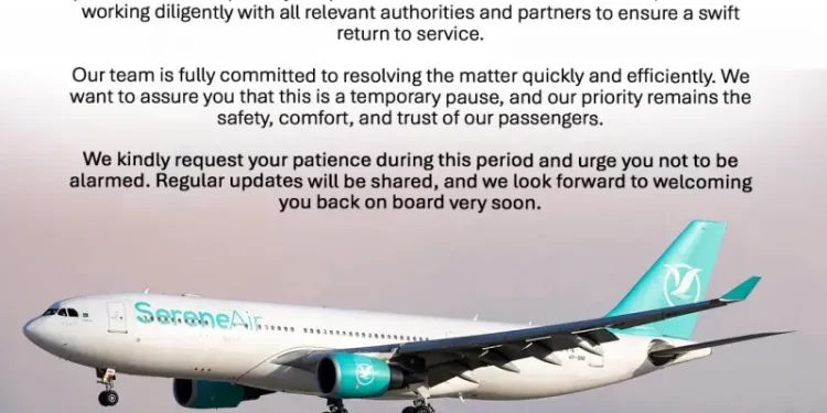 SereneAir says its flight operations ‘temporarily’ suspended for ‘unforeseen circumstances’