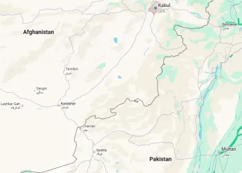This map shows eastern Afghanistan, where Kandahar and Kabul are located, and the border Pakistan shares with the country. — via Google Maps
