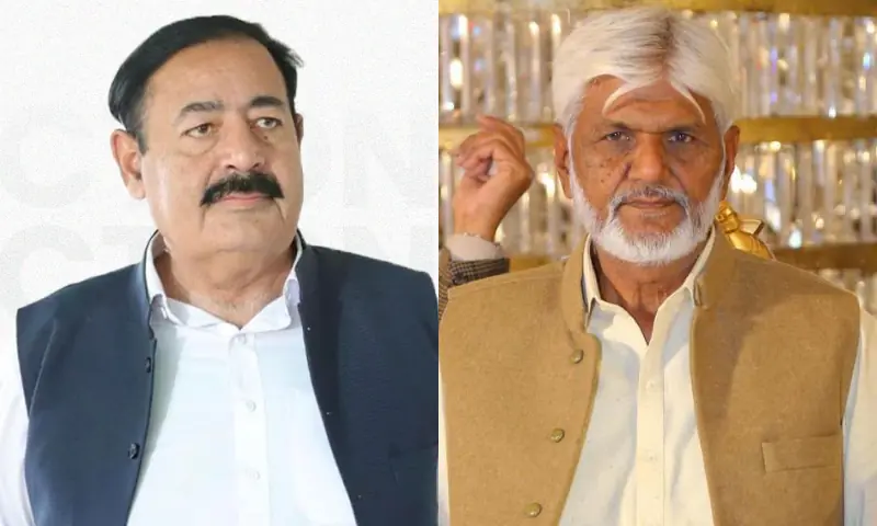 PML-N’s Muhammad Hanif Jutt (L) and independent candidate Sardar Falak Sher Dogar. — X/pmln_org / Dogar’s Facebook account