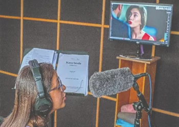 voiceover artist rubaiya matin gity dubs her part in the turkish soap opera kara sevda at deepto tv in dhaka photo afp