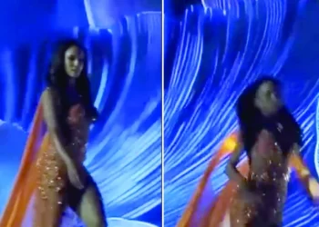 miss jamaica gabrielle henry falls on stage during miss universe competition photo screengrab instagram