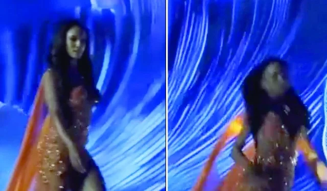 miss jamaica gabrielle henry falls on stage during miss universe competition photo screengrab instagram