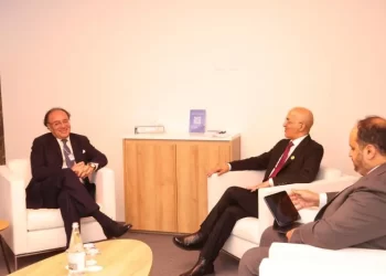 Finance minister discusses investment, economic outlook with Saudi counterpart at WEF