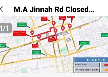 A traffic plan for alternate routes. &mdash; Karachi Traffic Police