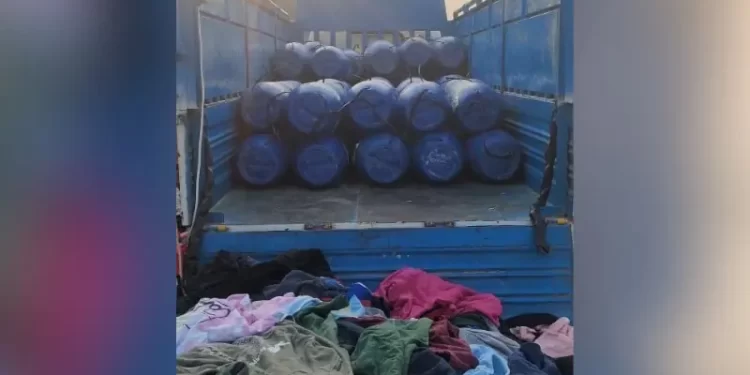 Image shows truck loaded with explosive material. &mdash; Photo via CTD