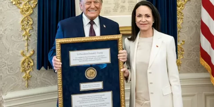 Trump accepts Nobel medal from Venezuelan opposition leader Machado