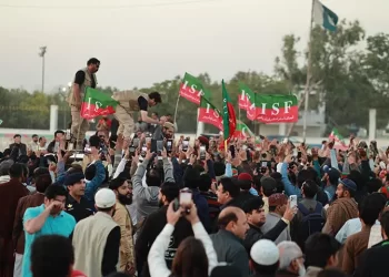 PTI workers and supporters take part in a rally celebrating the arrival of Khyber Pakhtunkhwa Chief Minister Sohail Afridi in Karachi on January 9. &mdash; X/@HaleemAdil