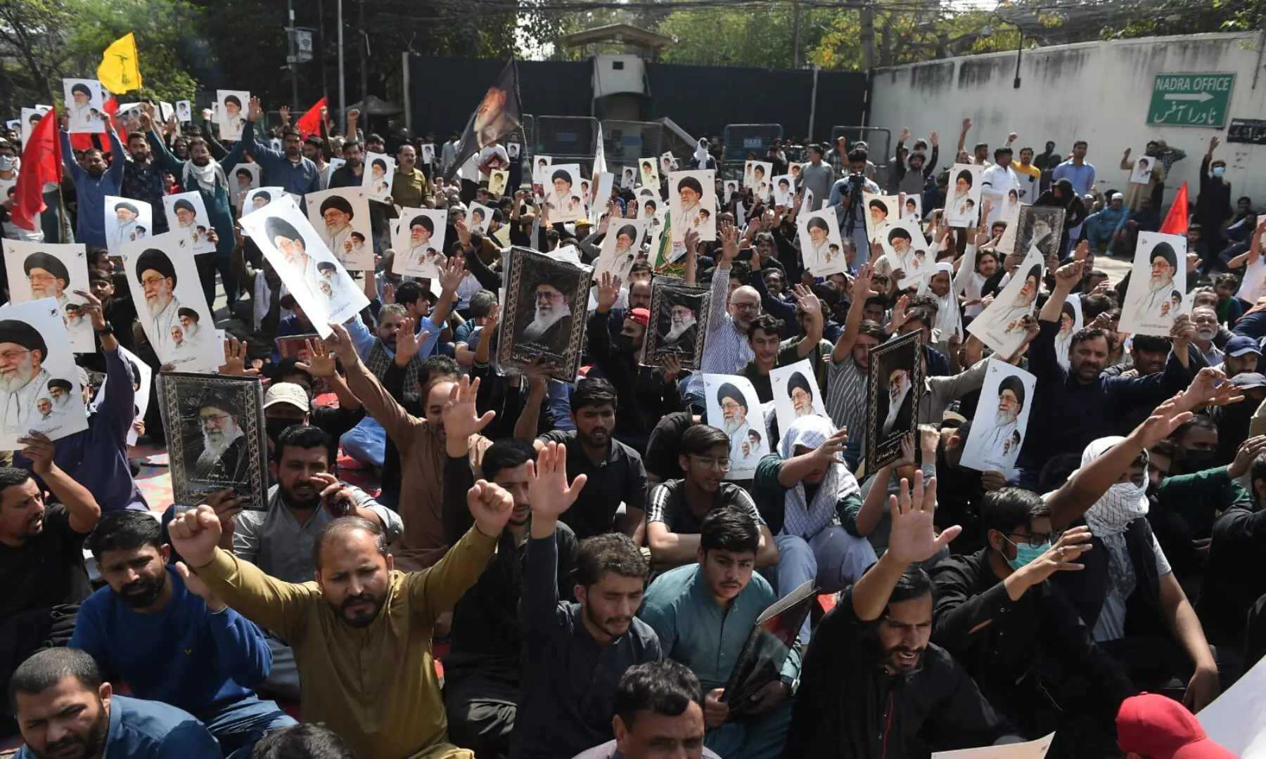  People gather to protest against the US and Israeli attacks on Iran, in Lahore on March 1, 2026. &mdash; Murtaza Ali / White Star 