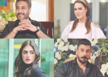 clockwise from top left adnan siddiqui nadia hussain shamoon abbasi hira mani photos file