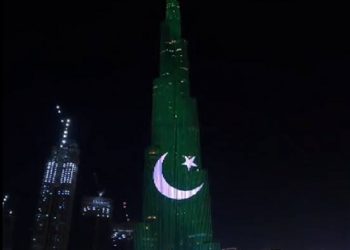 Pakistan’s Flag Illuminated on Burj Khalifa on Occasion of Pakistan’s Day